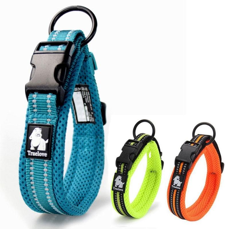 Adjustable Pet Dog Collar Mesh Padded Reflective Nylon Dog Collar - Durable Heavy Duty Pet Neck Strap (2U70)