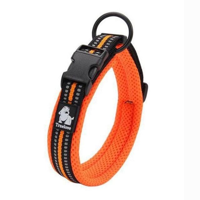 Adjustable Pet Dog Collar Mesh Padded Reflective Nylon Dog Collar - Durable Heavy Duty Pet Neck Strap (2U70)