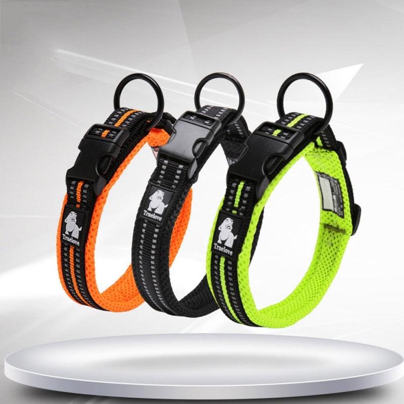 Adjustable Pet Dog Collar Mesh Padded Reflective Nylon Dog Collar - Durable Heavy Duty Pet Neck Strap (2U70)