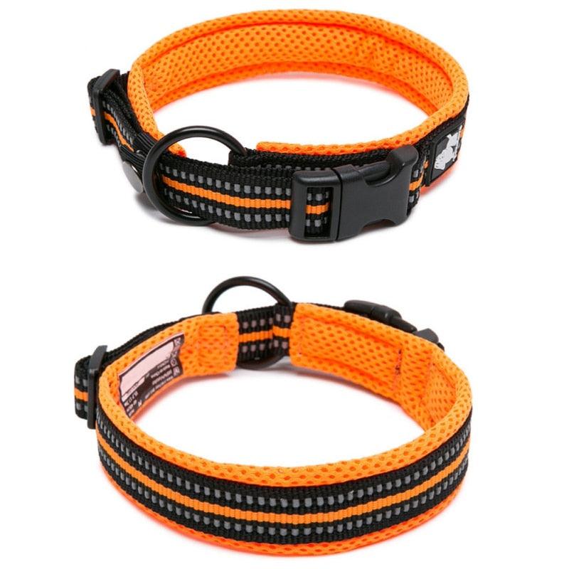 Adjustable Pet Dog Collar Mesh Padded Reflective Nylon Dog Collar - Durable Heavy Duty Pet Neck Strap (2U70)