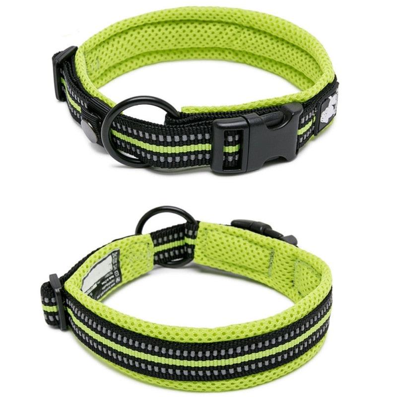 Adjustable Pet Dog Collar Mesh Padded Reflective Nylon Dog Collar - Durable Heavy Duty Pet Neck Strap (2U70)