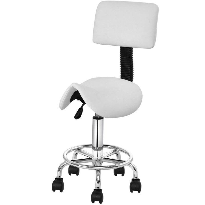 Adjustable Saddle Salon Rolling Massage Chair with Backrest Premium PU Seat 360-degree (FW2)(1U67)