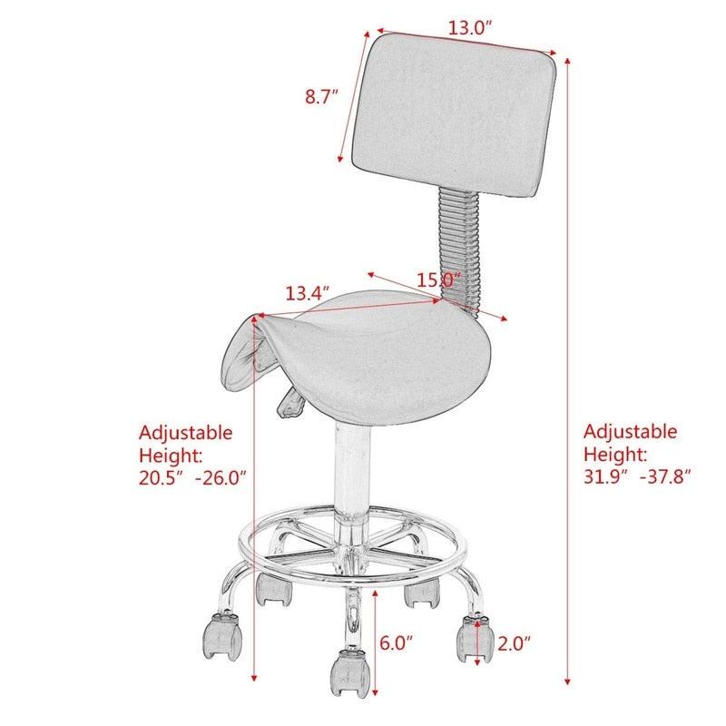 Adjustable Saddle Salon Rolling Massage Chair with Backrest Premium PU Seat 360-degree (FW2)(1U67)