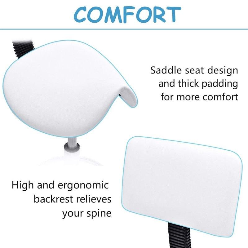 Adjustable Saddle Salon Rolling Massage Chair with Backrest Premium PU Seat 360-degree (FW2)(1U67)
