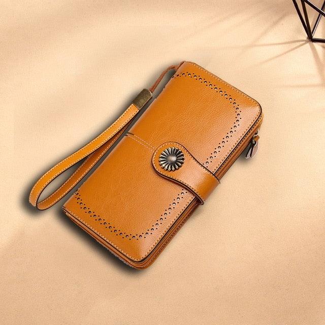 Beautiful Hollow Women Clutch Leather Wallet - Zipper Purse Strap Money Bag (WH5)(WH1)(F43)