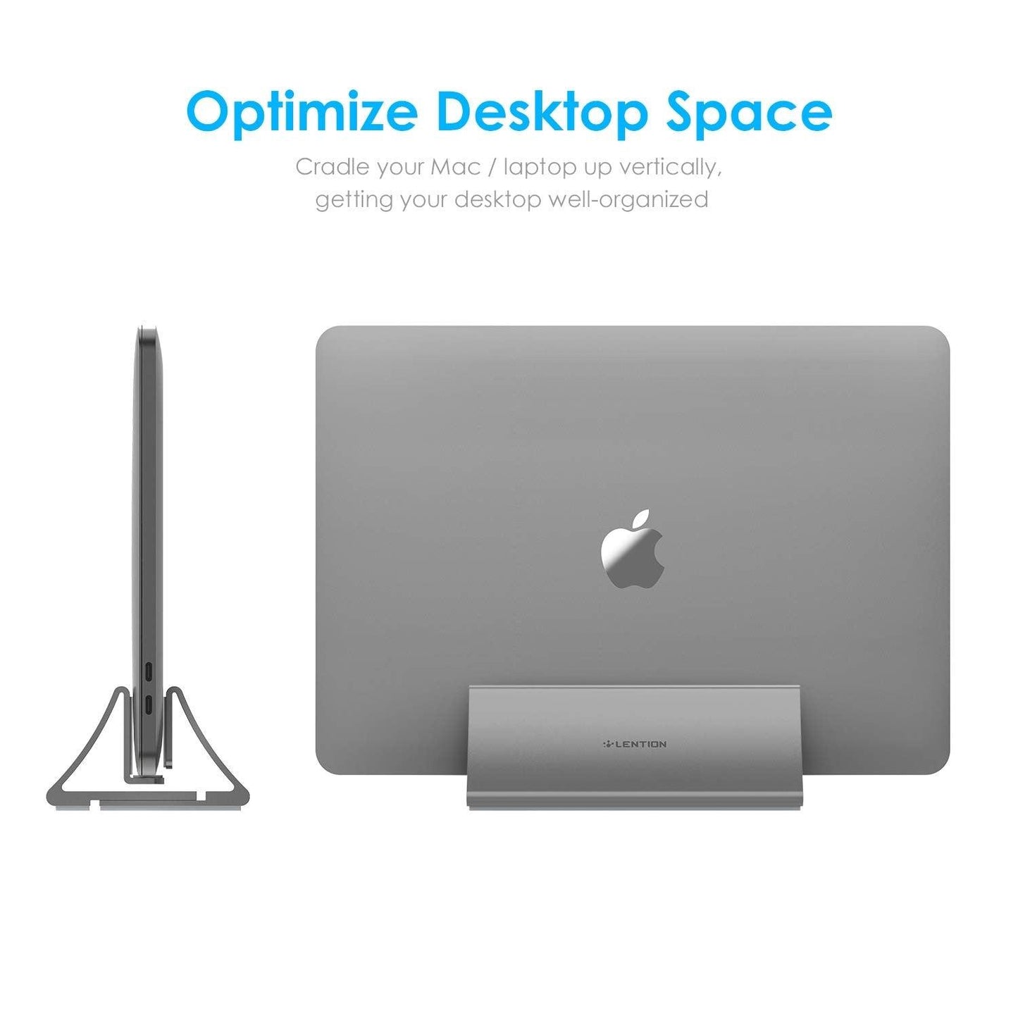 Aluminum Space-Saving Vertical Desktop Stand for MacBook Air/Pro 16 13 15, iPad Pro 12.9, Chromebook and 11 to 17-inch Laptop (D51)(TL1)(CA4)(1U51)(1U52)