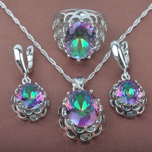 Amazing Bridal Jewelry Sets - Women's Top Crystal Wedding Gifts - Multicolor Zirconia (3JW)