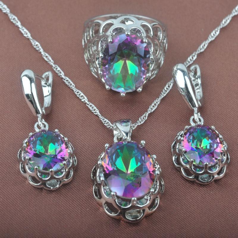 Amazing Bridal Jewelry Sets - Women's Top Crystal Wedding Gifts - Multicolor Zirconia (3JW)