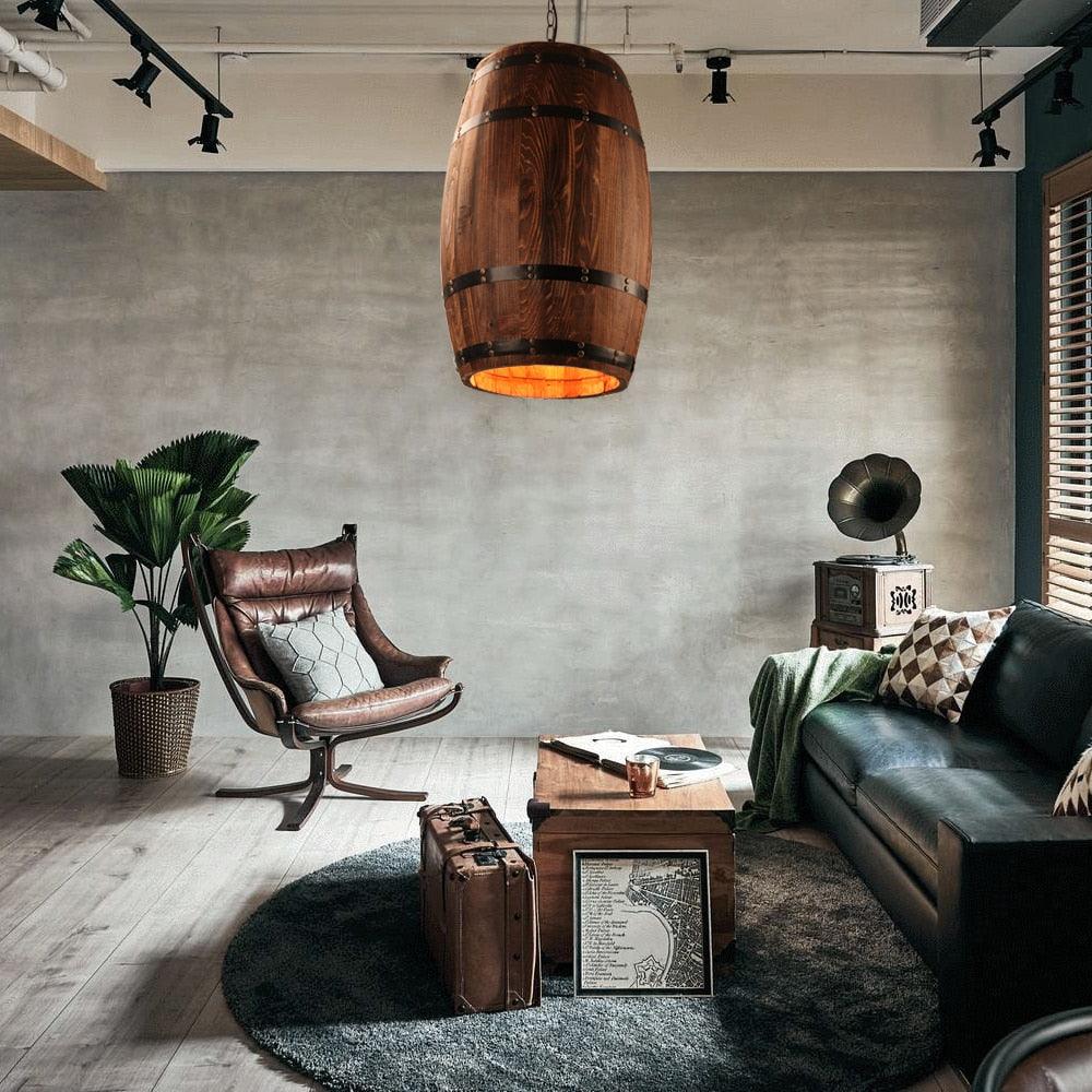 American modern nature loft wood Wine barrel E27 hanging vintage pendant (LL3)(LL2)(F58)