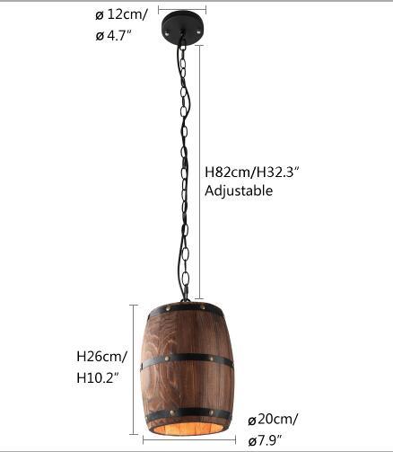 American modern nature loft wood Wine barrel E27 hanging vintage pendant (LL3)(LL2)(F58)