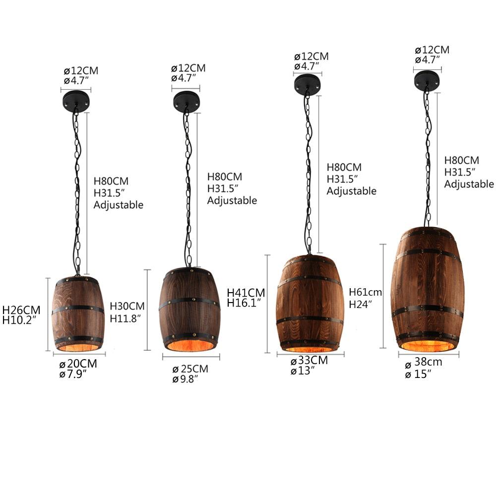 American modern nature loft wood Wine barrel E27 hanging vintage pendant (LL3)(LL2)(F58)