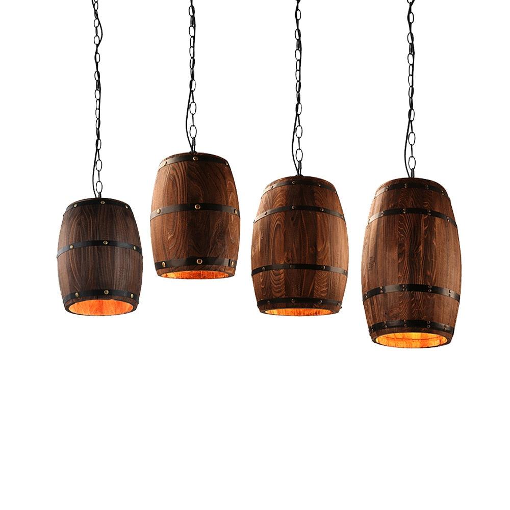 American modern nature loft wood Wine barrel E27 hanging vintage pendant (LL3)(LL2)(F58)