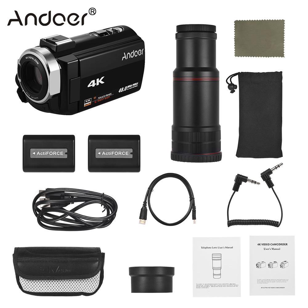 Camcorder Digital Video Camera 4K HD DV 16X Digital Zoom 3" TouchScreen Night Vision with Microphone Lens 2pcs Batteries (D54)(MC4)