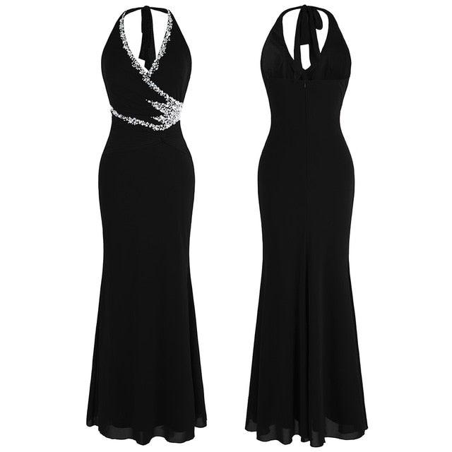 Fashions Halter Beading Black Evening Dresses - Long Formal Party Gown (1U18)(1U35)