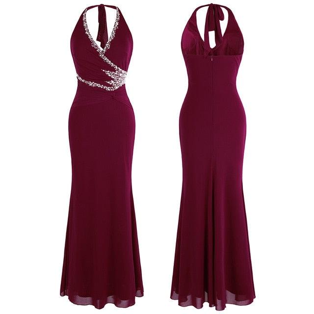 Fashions Halter Beading Black Evening Dresses - Long Formal Party Gown (1U18)(1U35)