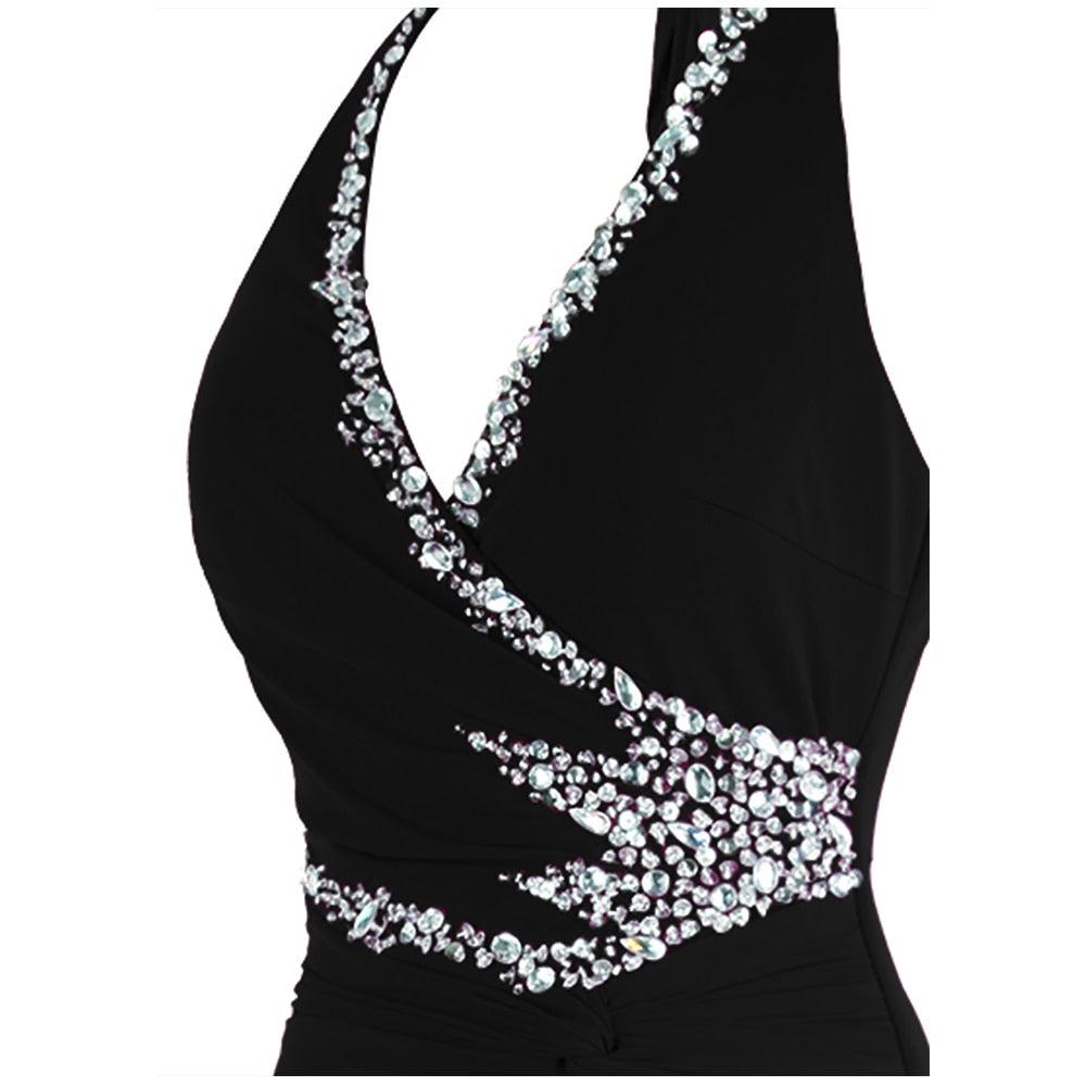 Fashions Halter Beading Black Evening Dresses - Long Formal Party Gown (1U18)(1U35)