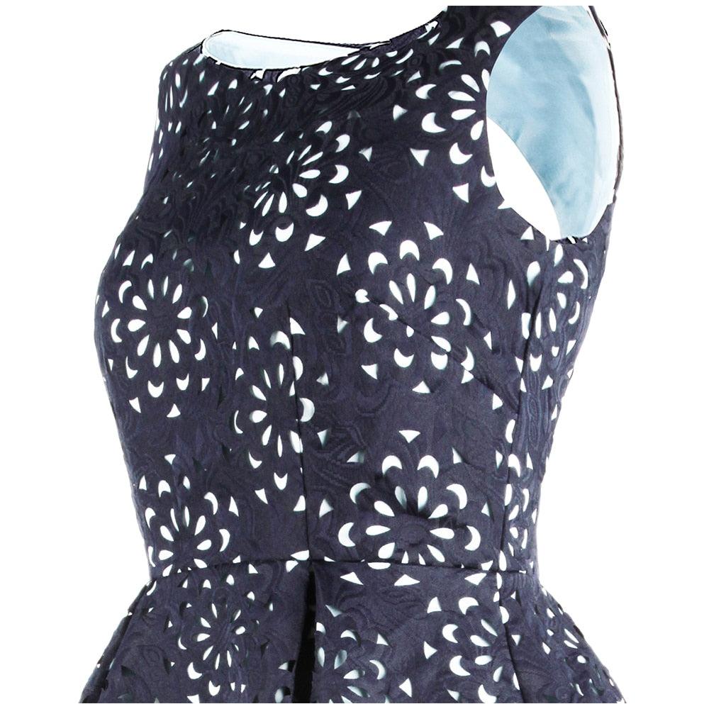 Amazing Fashions Women's Party Gown - Round Neck Floral A-Line Cut Out Dress - Short Elegant Cocktail Dresses (1U18)(1U35)