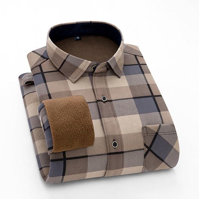 Fashion Men's Slim Shirts Autumn And Winter Thickening Warm Plaid 24 Colors Shirt (TM1)(CC1)