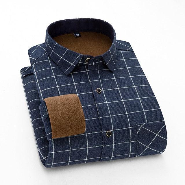 Fashion Men's Slim Shirts Autumn And Winter Thickening Warm Plaid 24 Colors Shirt (TM1)(CC1)
