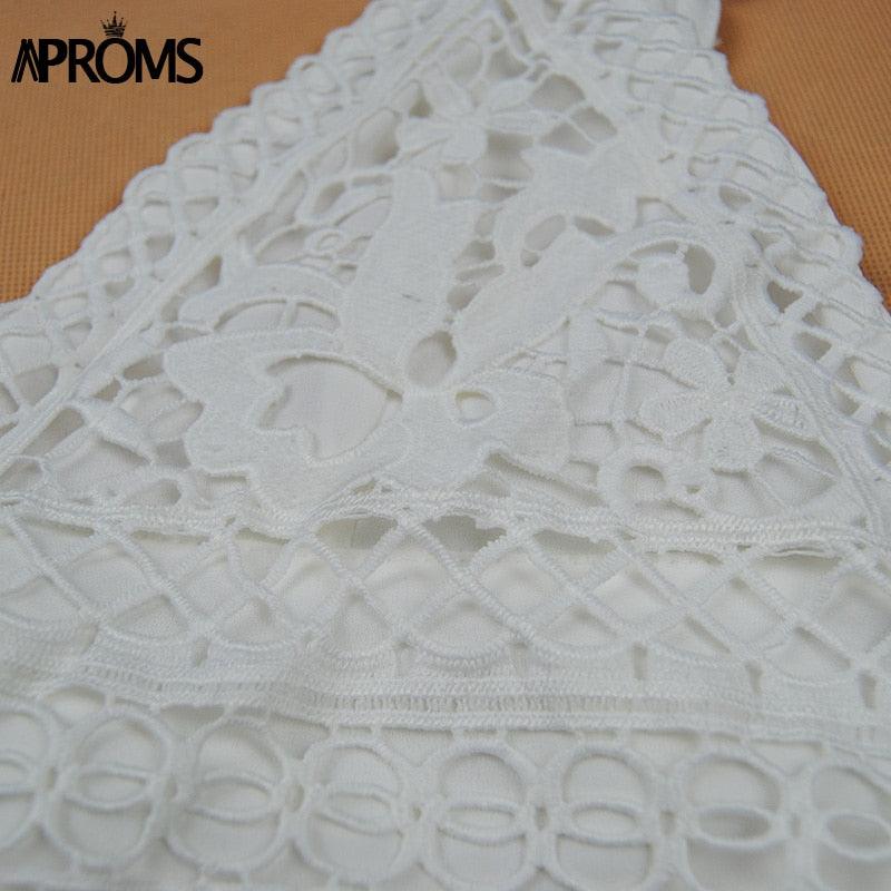White Lace Crochet Camisole - Women Summer Backless Bow Tie Up Tank Tops - Female Streetwear Fashion Top (TB3)(F19)