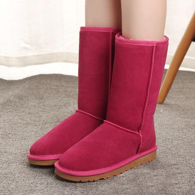Cute Australian Style Women's Snow Boots - Waterproof Genuine Cow Leather Winter Boots (D38)(D85)(BB3)(BB5)