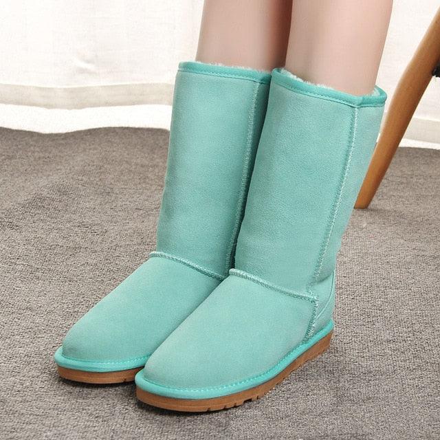 Cute Australian Style Women's Snow Boots - Waterproof Genuine Cow Leather Winter Boots (D38)(D85)(BB3)(BB5)