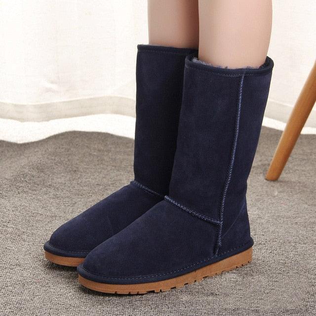 Cute Australian Style Women's Snow Boots - Waterproof Genuine Cow Leather Winter Boots (D38)(D85)(BB3)(BB5)