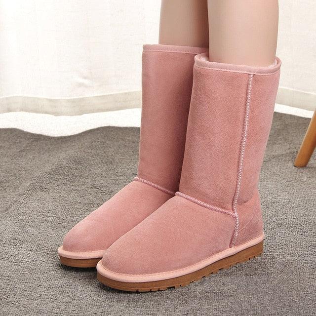 Cute Australian Style Women's Snow Boots - Waterproof Genuine Cow Leather Winter Boots (D38)(D85)(BB3)(BB5)