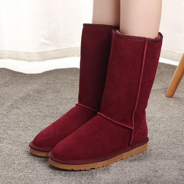 Cute Australian Style Women's Snow Boots - Waterproof Genuine Cow Leather Winter Boots (D38)(D85)(BB3)(BB5)