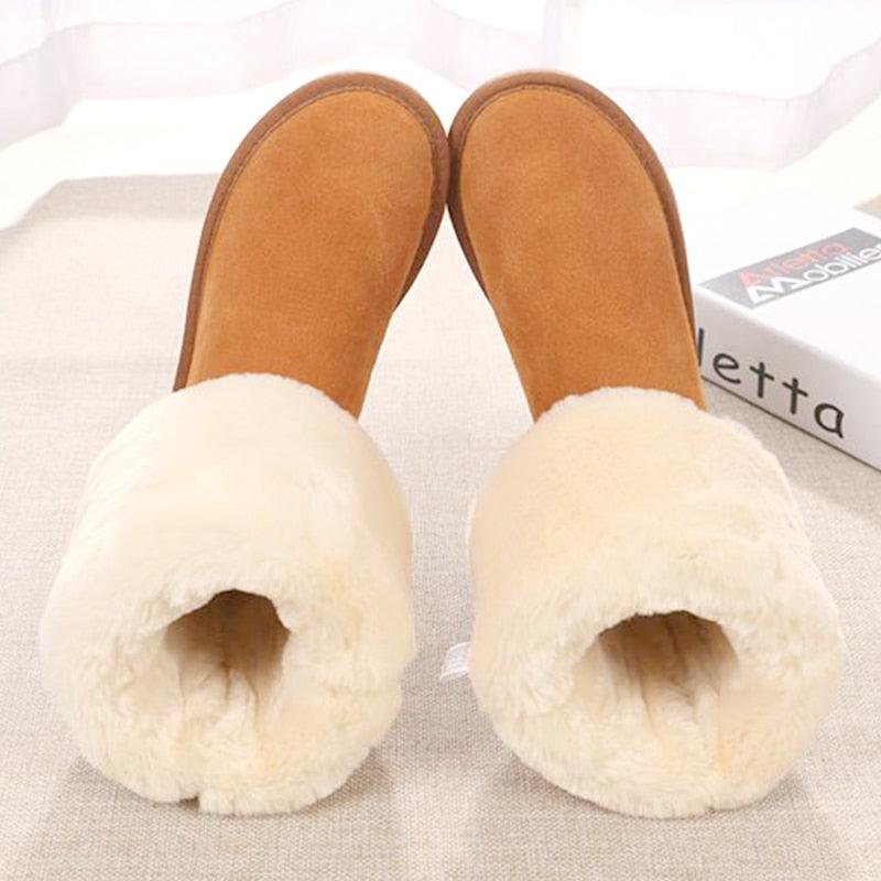 Cute Australian Style Women's Snow Boots - Waterproof Genuine Cow Leather Winter Boots (D38)(D85)(BB3)(BB5)