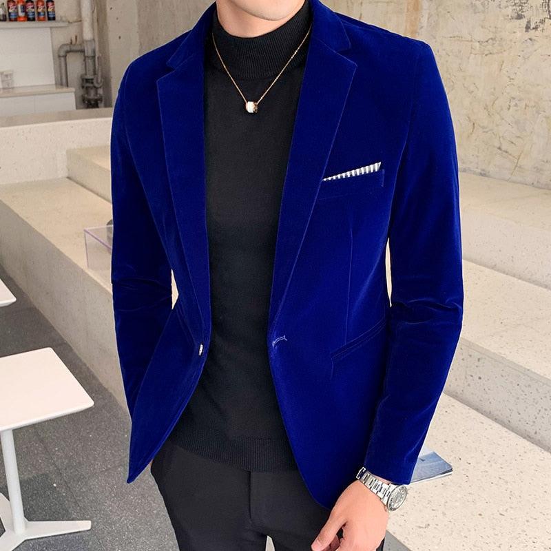 Great Velvet Wedding Coat - Men's Blazer Jacket - Fashion Casual Suit Jacket (T2M)(CC5)(F8)(F11)(F10)