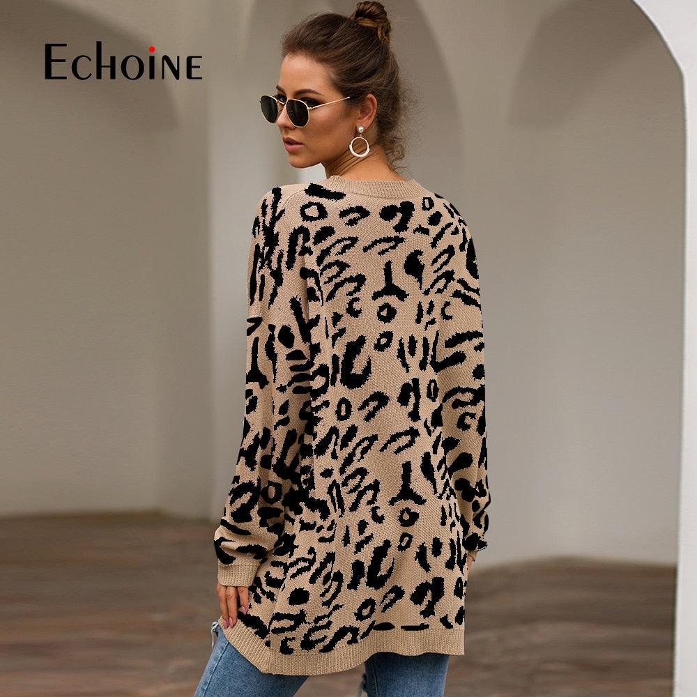 Gorgeous Autumn Casual Fashion Leopard Print Women Sweater - New Loose Full Sleeve Pullovers And Sweater (2U23)