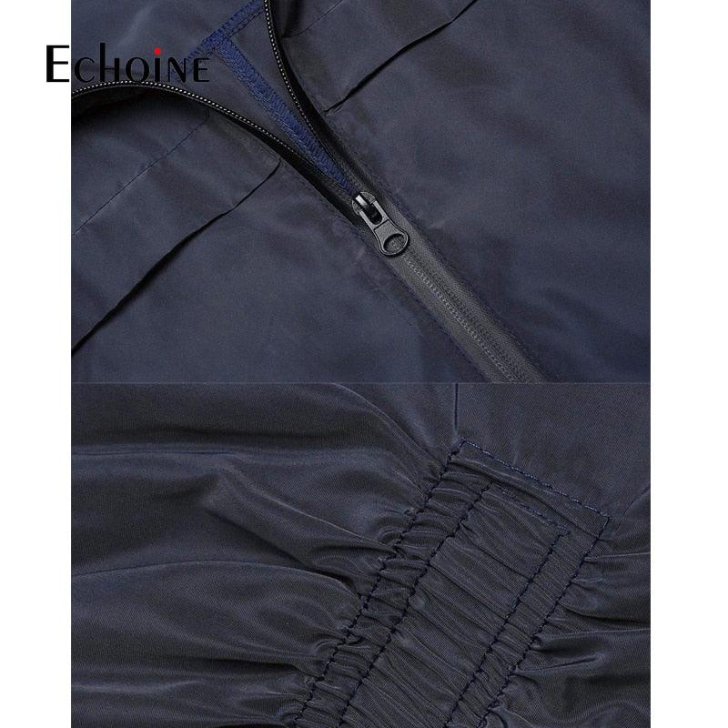 Waterproof Hooded Women Long Trench Coat - Classic Zippers Pockets Jacket - Business Casual Outerwear (3U23)(3U20)