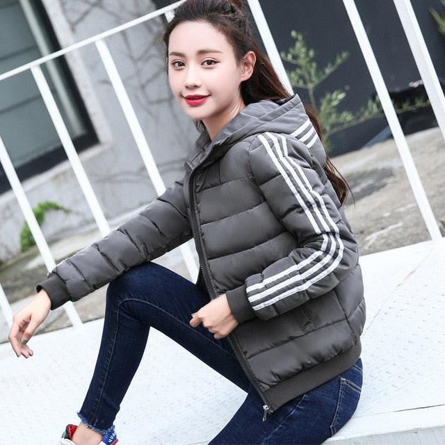 Great Autumn Women Jacket Coat - Fashion Girls Winter Hooded Coat - Warm S-3XL Zipper (TB8B)