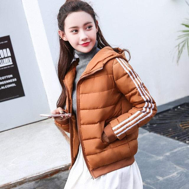 Great Autumn Women Jacket Coat - Fashion Girls Winter Hooded Coat - Warm S-3XL Zipper (TB8B)