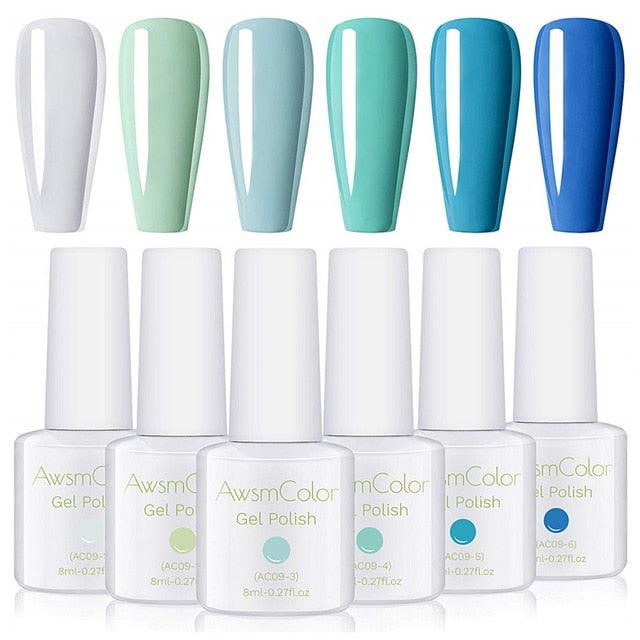 Gel Nail Polish Set, Fall Autumn Series 6 Colors UV LED Soak Off Nail Gel Kit 2020 Nail Color Red Yellow Brown Leaves (N1)(1U85)