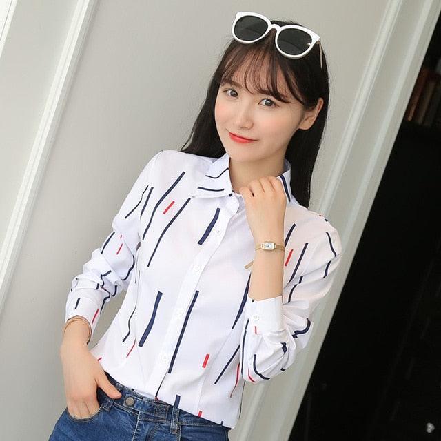 Elegant Striped Shirts - Women Tops - Spring Women Blouses - Large Size 3XL Women Dot Tops (TB4)
