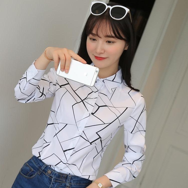 Elegant Striped Shirts - Women Tops - Spring Women Blouses - Large Size 3XL Women Dot Tops (TB4)