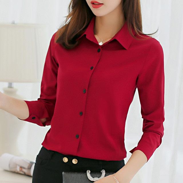 Amazing Women Chiffon Office Career Shirts Tops - Fashion Casual Long Sleeve Blouses (TB4)(BCD2)