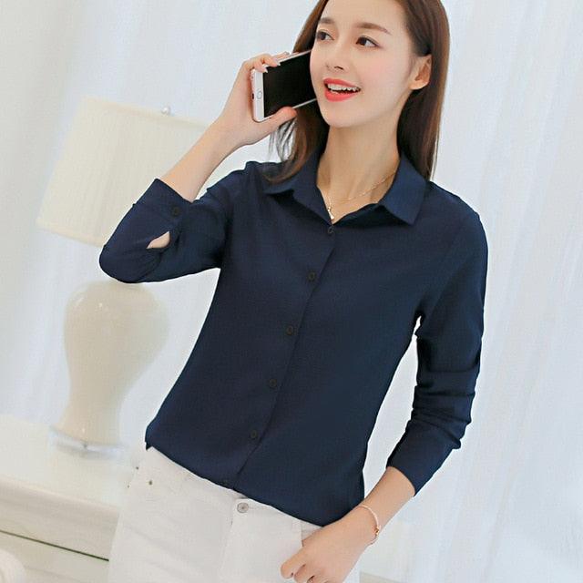 Amazing Women Chiffon Office Career Shirts Tops - Fashion Casual Long Sleeve Blouses (TB4)(BCD2)