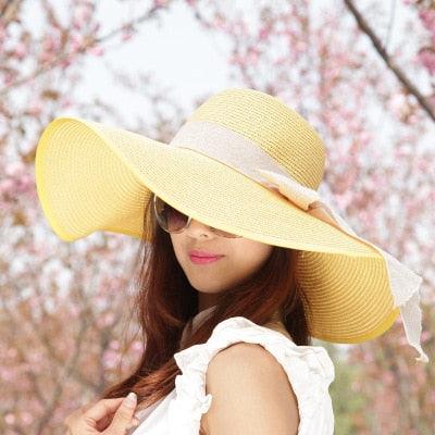 Gorgeous Large Brim Floppy Sun Hat - Beach Women's Hat - Foldable Summer (WH8)(F44)