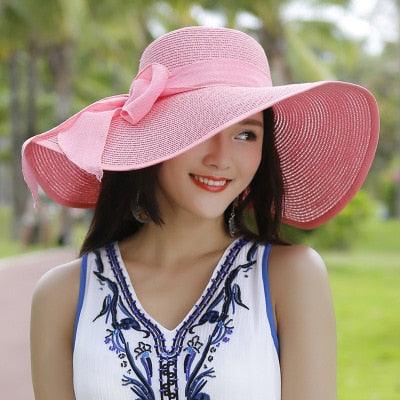 Gorgeous Large Brim Floppy Sun Hat - Beach Women's Hat - Foldable Summer (WH8)(F44)