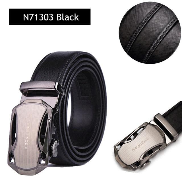 Men's Belt - Leather Fashion Automatic Buckle Genuine Leather Belts (MA1)(F17)