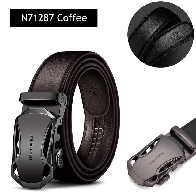 Men's Belt - Leather Fashion Automatic Buckle Genuine Leather Belts (MA1)(F17)