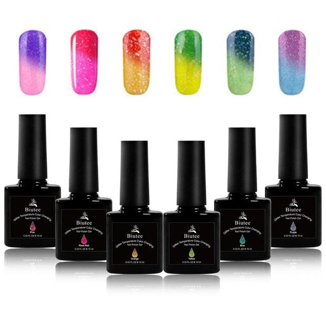 10ML Thermal Gel Color Changing UV Gel Polish Glitter Gel Nail Art Sequins Soak Off UV LED Gel (N1)(1U85)(F85)