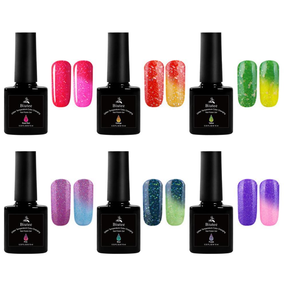 10ML Thermal Gel Color Changing UV Gel Polish Glitter Gel Nail Art Sequins Soak Off UV LED Gel (N1)(1U85)(F85)