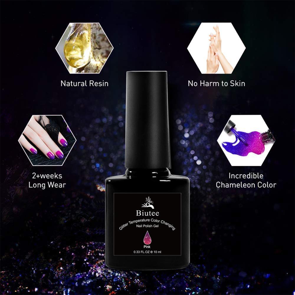 10ML Thermal Gel Color Changing UV Gel Polish Glitter Gel Nail Art Sequins Soak Off UV LED Gel (N1)(1U85)(F85)