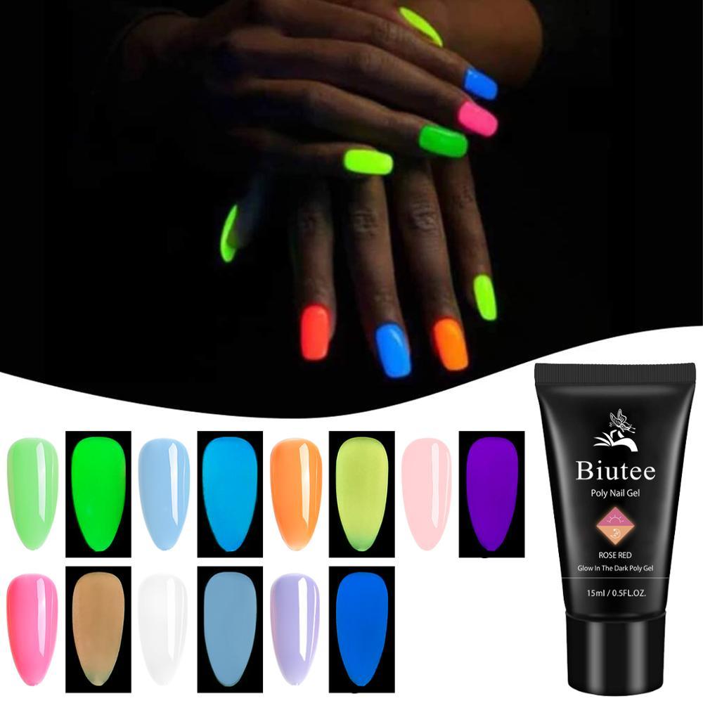 16pc/kit Nail Extension Kits Glitter/Pink Builder Gel Polish Quick Building French Varnish Poly Polish Nail Extension Kit (N1)(1U85)