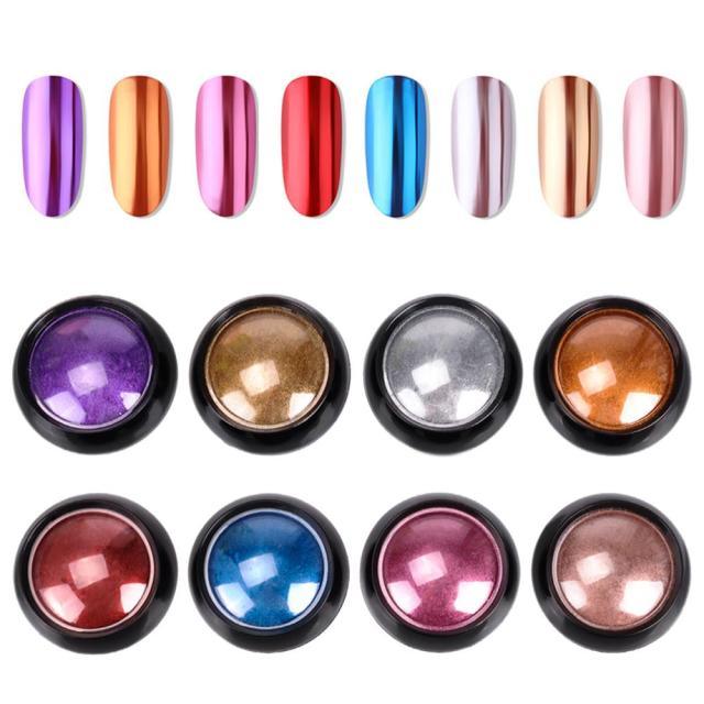 8 Box 5ML Chameleon Mirror Glitter Powder- Shining Glitter Powder Gorgeous Laser Colorful Mirror Powder (D85)(N4)(1U85)