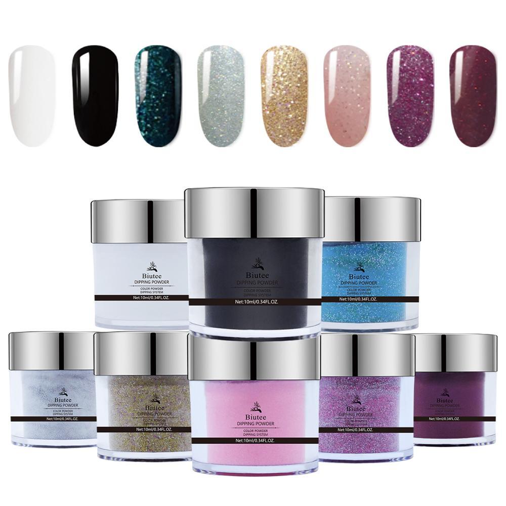 8Colors10ML Dipping Nail Powder Set Gradient Acrylic Dip Powders Glitter Decoration Lasting Than UV Gel Without Lamp Cure (N4)(1U85)